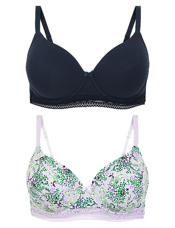 2pk Cotton Wired T-Shirt Bras A-E