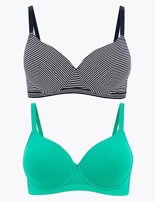 2pk Striped Padded T-Shirt Bras A-E