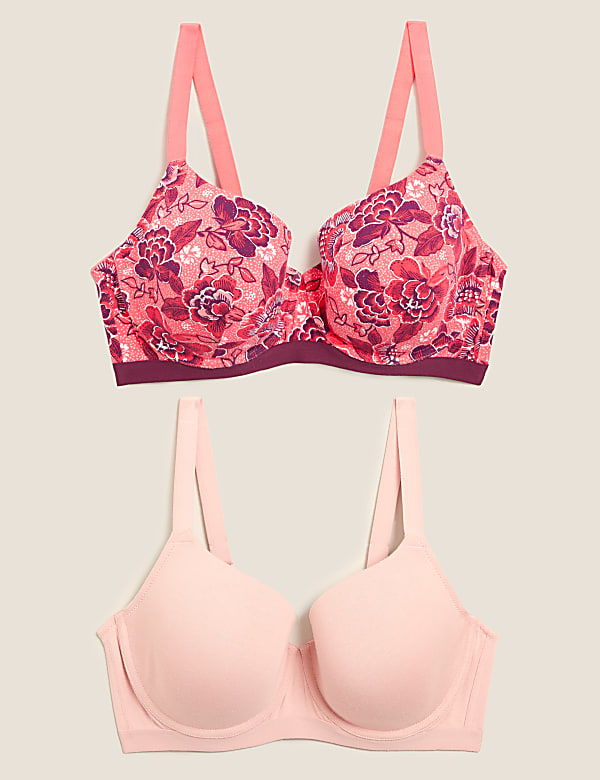 2pk Cotton Underwired Full Cup Bras A-E