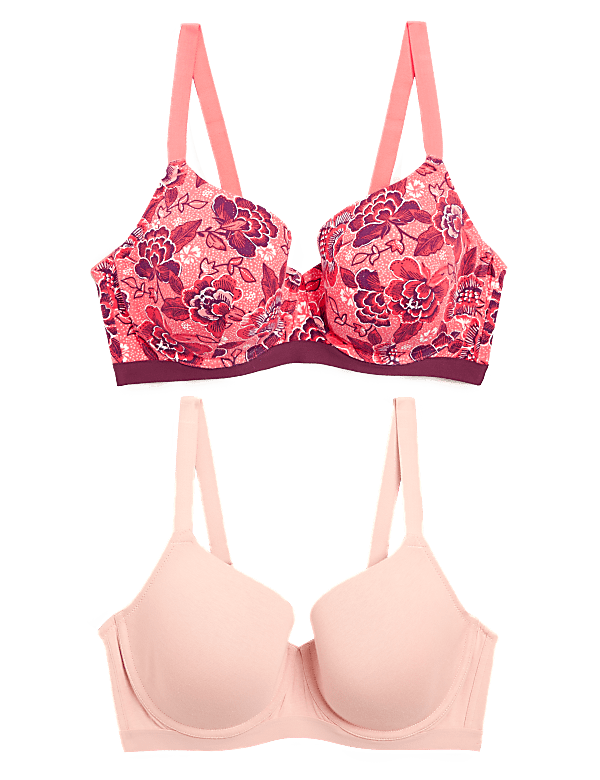 2pk Cotton Underwired Full Cup Bras A-E