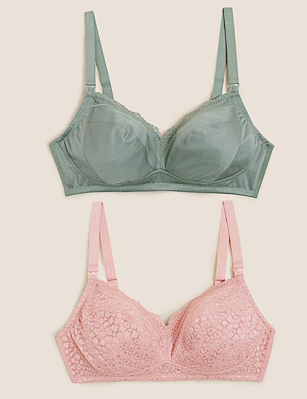 2pk Lace & Mesh Nursing Bras B-H