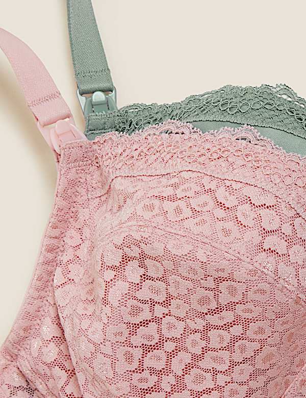 2pk Lace & Mesh Nursing Bras B-H