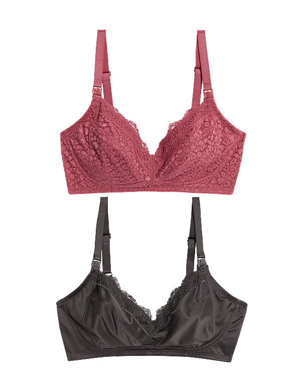 2pk Lace & Mesh Nursing Bras B-H