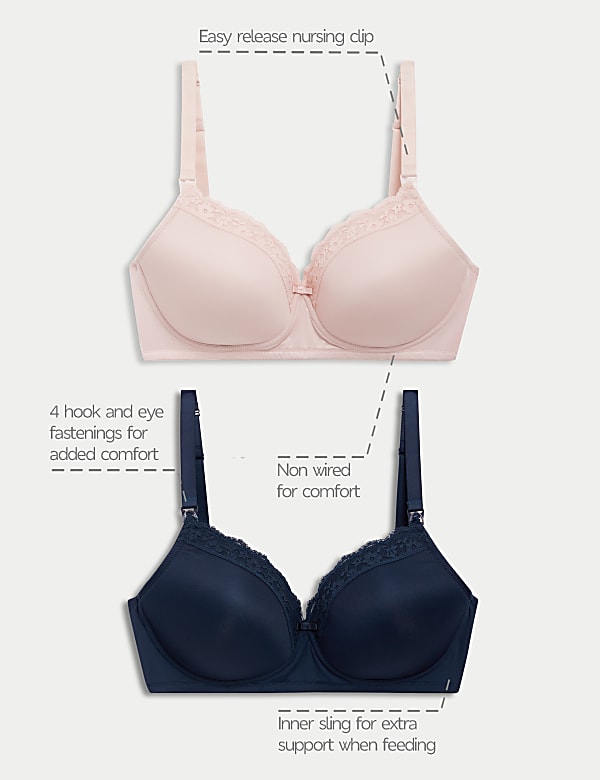 2pk Maternity Lace Trim Nursing Bras