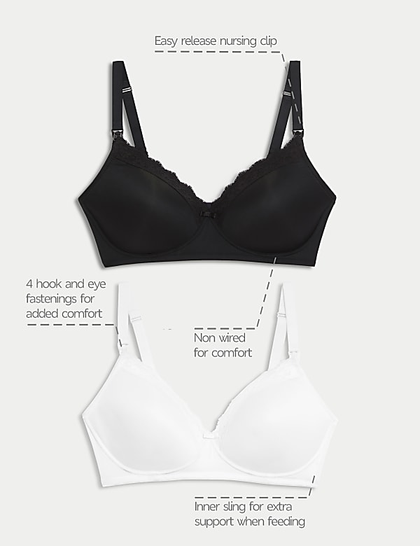 2pk Maternity Lace Trim Nursing Bras