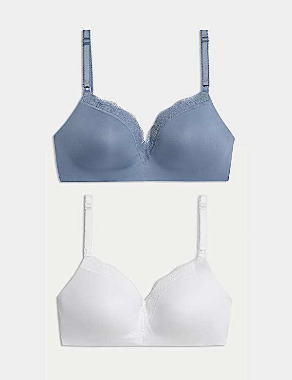 Lot de 2 soutiens-gorge de grossesse et allaitement avec bordures en dentelle Jasmine, bonnets B à G - LU