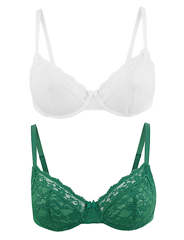 2pk Lace & Mesh Full Cup Bras A-E