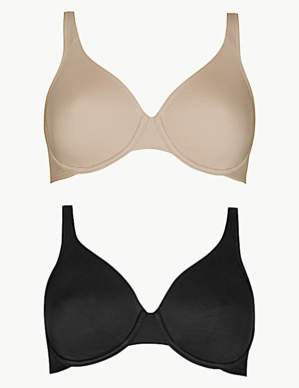 2 Pack Non-Padded Underwired Full Cup Bras A-DD