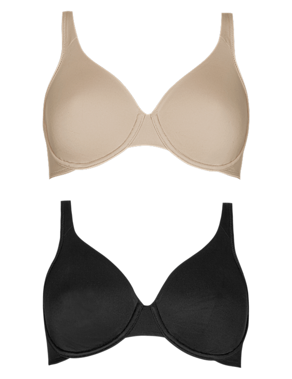 2 Pack Non-Padded Underwired Full Cup Bras A-DD