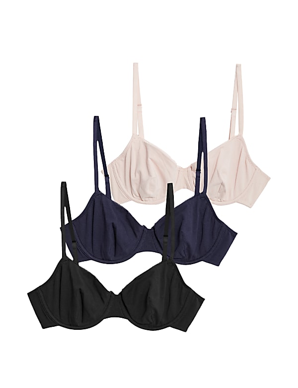 3pk Cotton Wired Full Cup Bras A-E