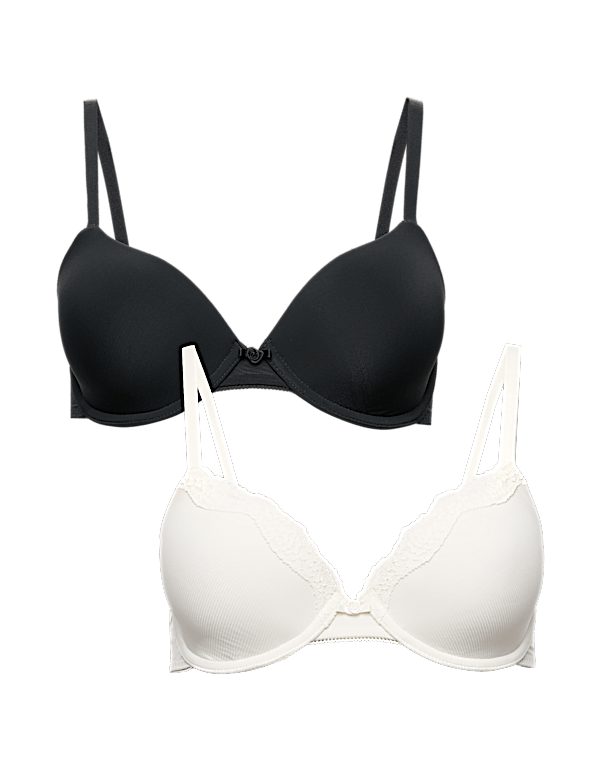 2 Pack Wired Demi Cup Bras (A-E)