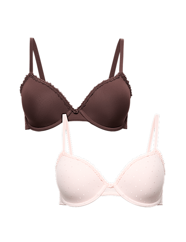2 Pack Wired Demi Cup Bras (A-E)