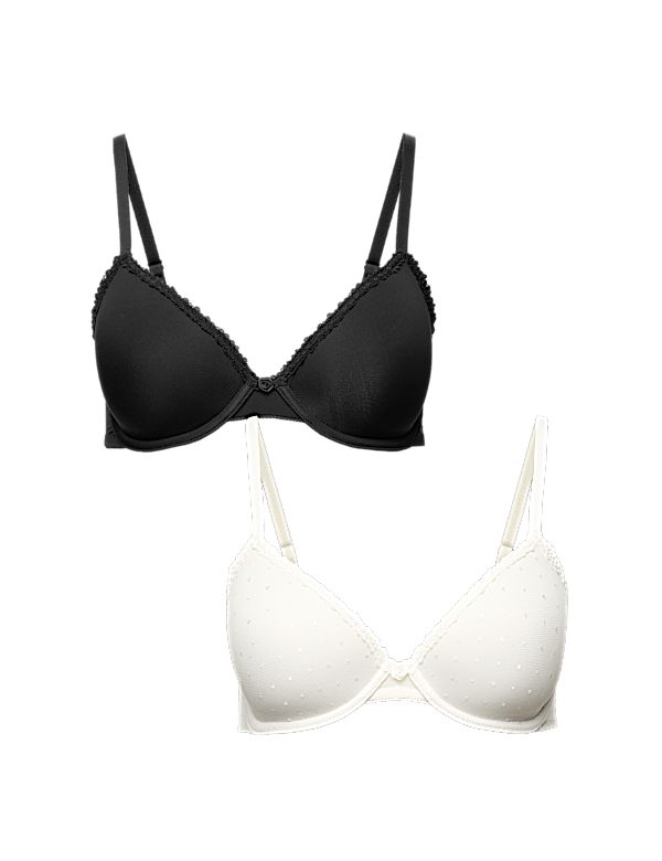 2 Pack Wired Demi Cup Bras (A-E)