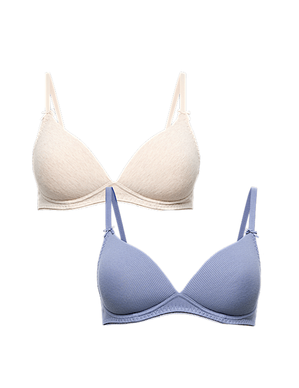 2 Pack Rib Non Wired Plunge Bras (A-E)