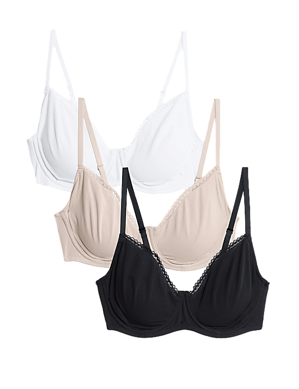 3pk Cotton Rich Wired Full Cup Bra A-E