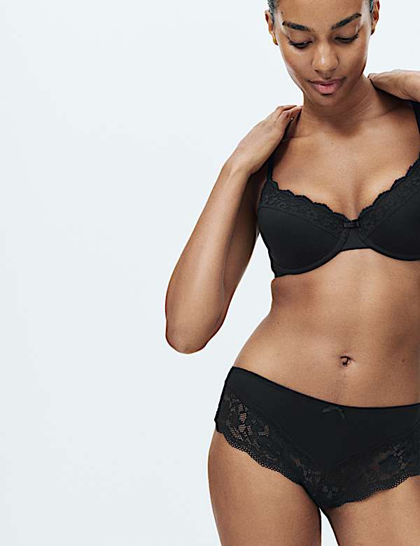 Lace Trim Wired Demi Cup Bra A-E - JO