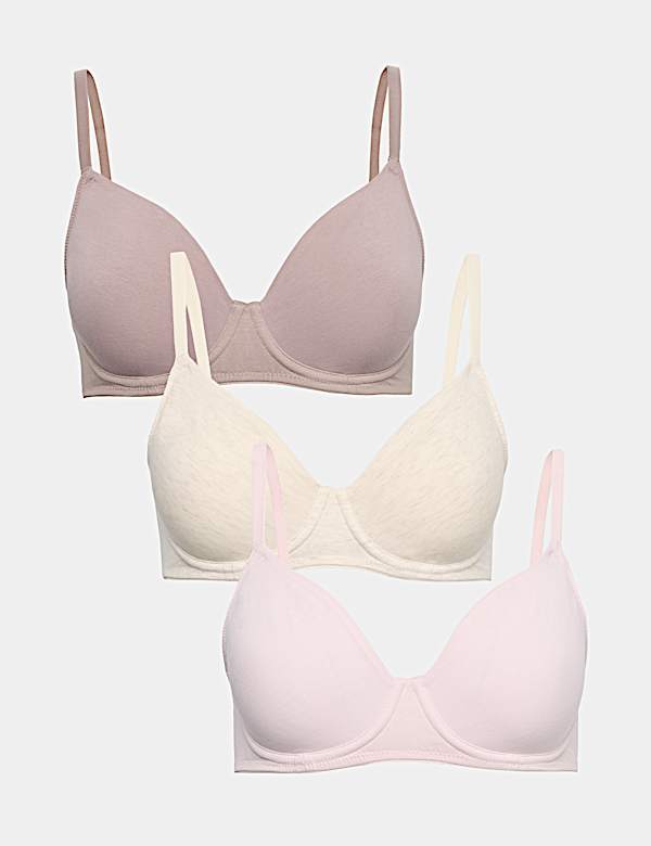 3 Pack Cotton Rich Wired Full Cup Bras (A-E)