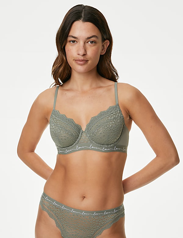 3pk Lace & Mesh Wired Balcony Bras A-E