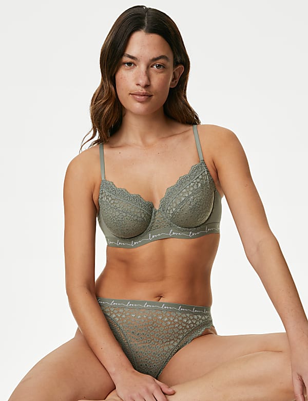 3pk Lace & Mesh Wired Balcony Bras A-E