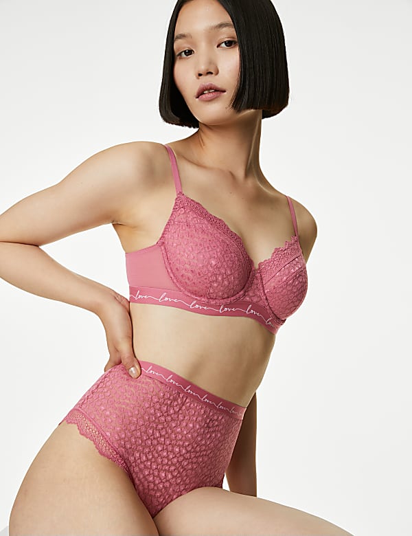 3pk Lace & Mesh Wired Balcony Bras A-E - GR