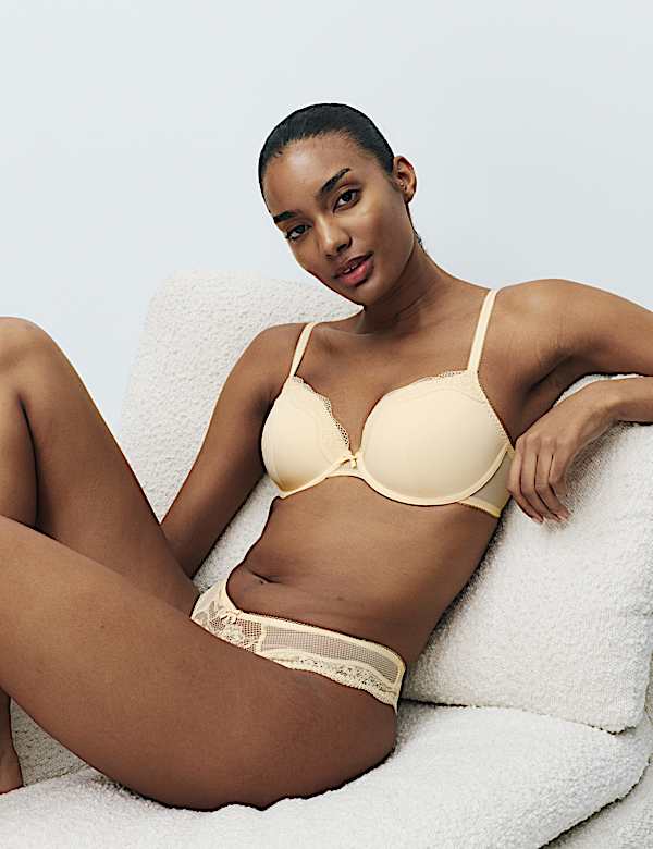 Jasmine Lace Wired Demi Cup Bra (A-E) - GR