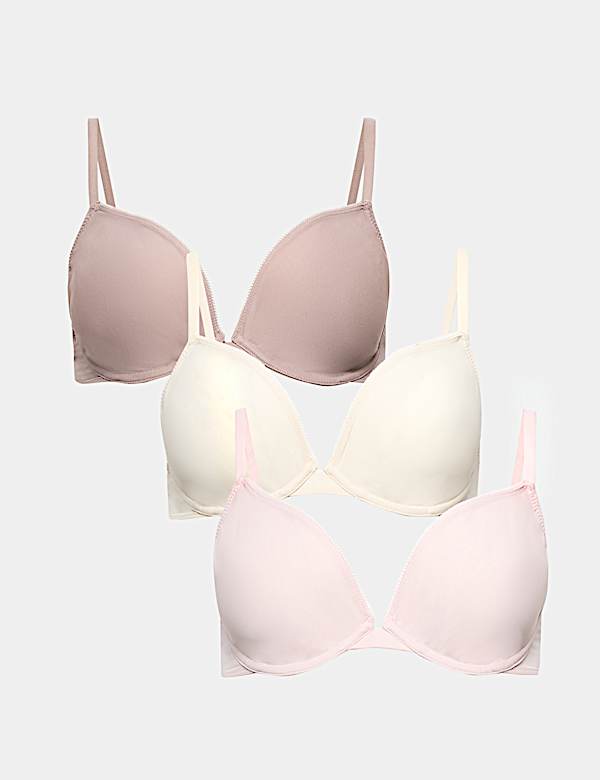 3 Pack Wired Plunge Bras (A-E)