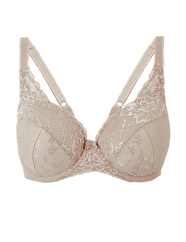 Jacquard Lace Padded Full Cup Bra A-E