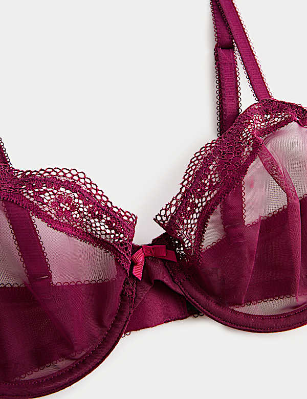 Jasmine Lace Sheer Wired Demi Cup Bra A-E