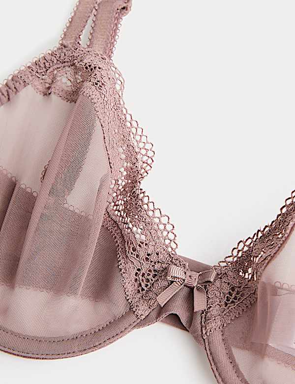 Jasmine Lace Sheer Wired Demi Cup Bra (A-E)