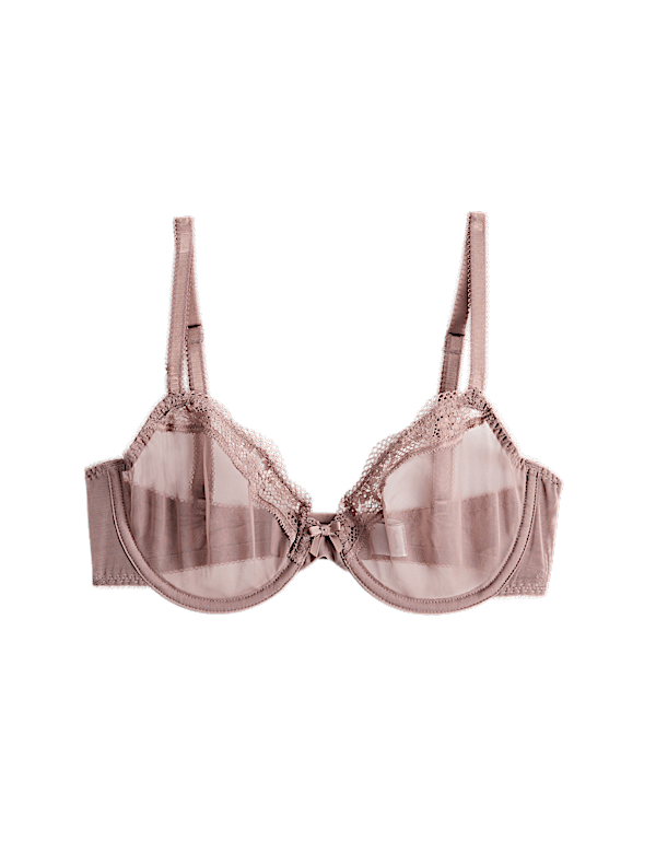 Jasmine Lace Sheer Wired Demi Cup Bra (A-E)
