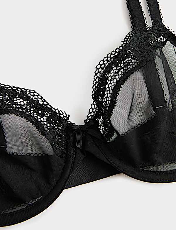Jasmine Lace Sheer Wired Demi Cup Bra (A-E)