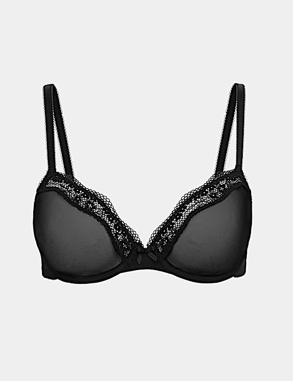 Jasmine Lace Sheer Wired Demi Cup Bra (A-E) - GR