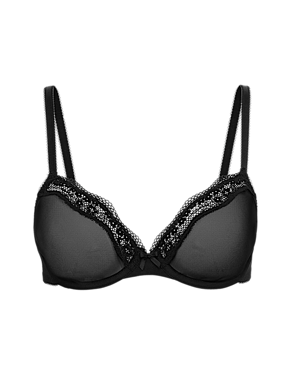 Jasmine Lace Sheer Wired Demi Cup Bra (A-E)