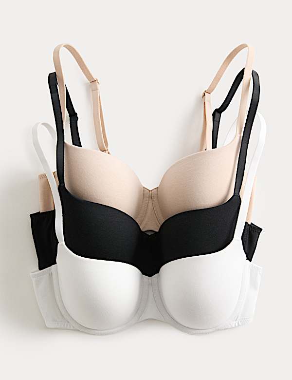 3pk Cotton Rich Wired Balcony Bras (A-E) - HU