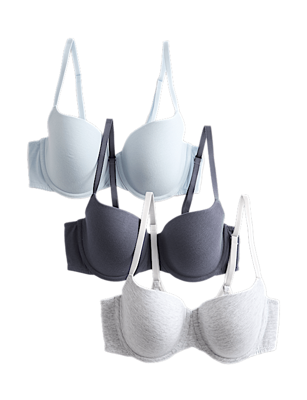 3pk Cotton Rich Wired Balcony Bras A-E