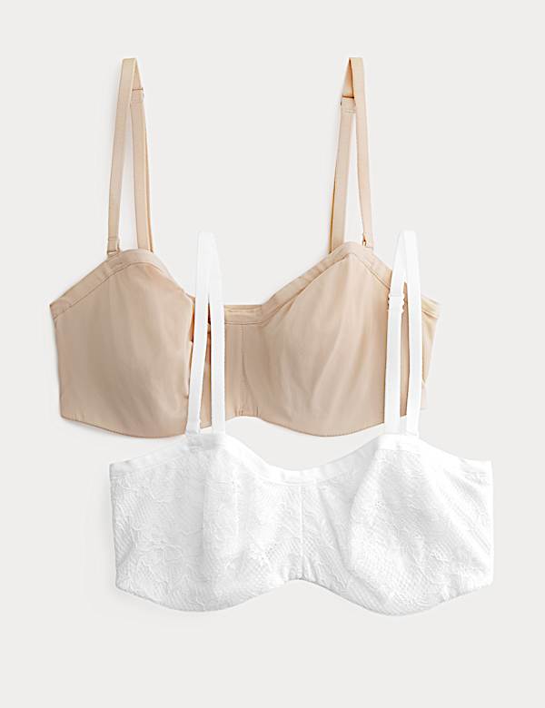 2 Pack Jasmine Lace Wired Strapless Bras (A-E)