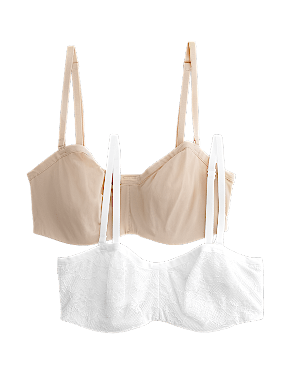 2 Pack Jasmine Lace Wired Strapless Bras (A-E)