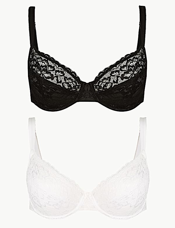 2 Pack Louisa All Over Lace Non-Padded Full Cup Bras B-DD