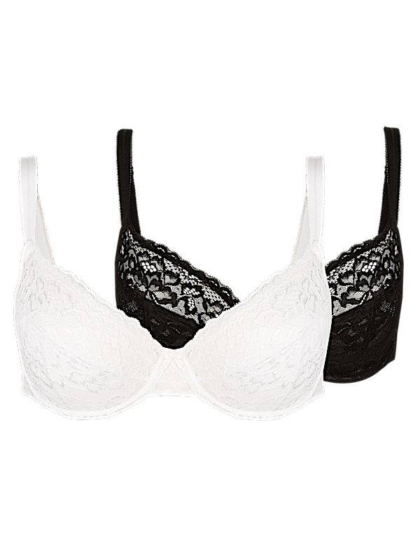 2 Pack Louisa All Over Lace Non-Padded Full Cup Bras B-DD