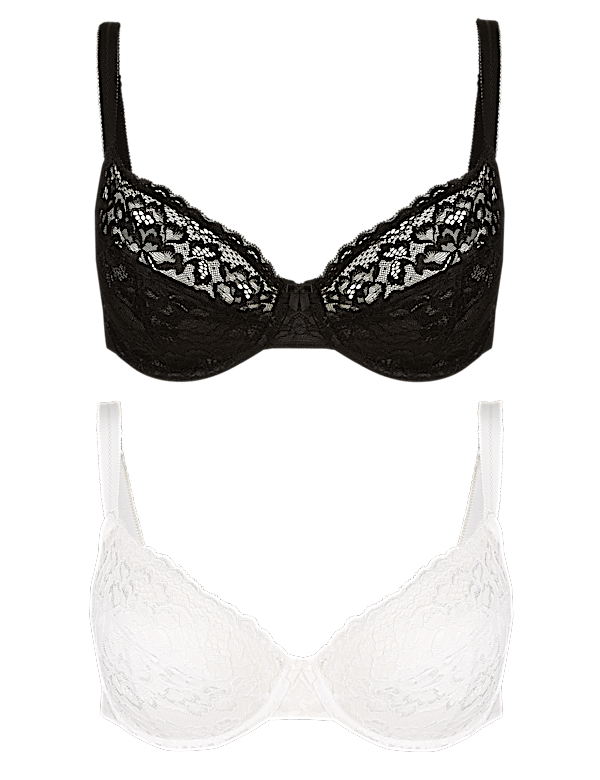 2 Pack Louisa All Over Lace Non-Padded Full Cup Bras B-DD