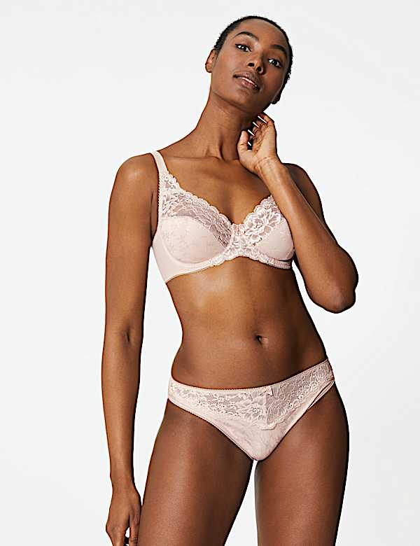 Jacquard & Lace Non-Padded Full Cup Bra A-D