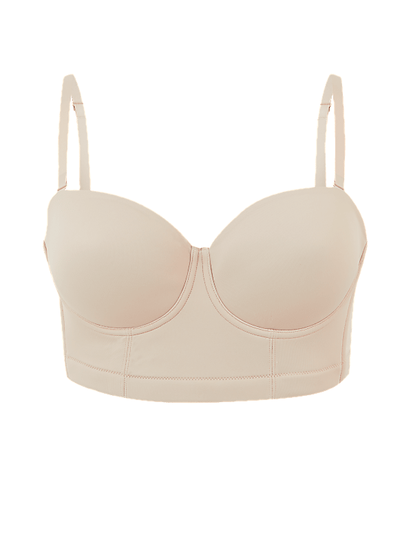 Longline Low Back Padded Strapless Bra A-DD