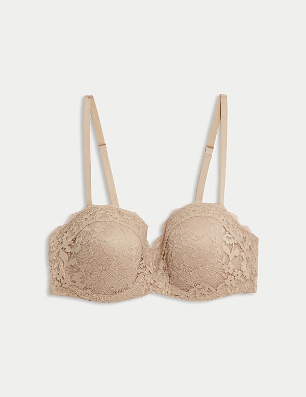Lace Wired Strapless Bandeau Bra A-E - GR
