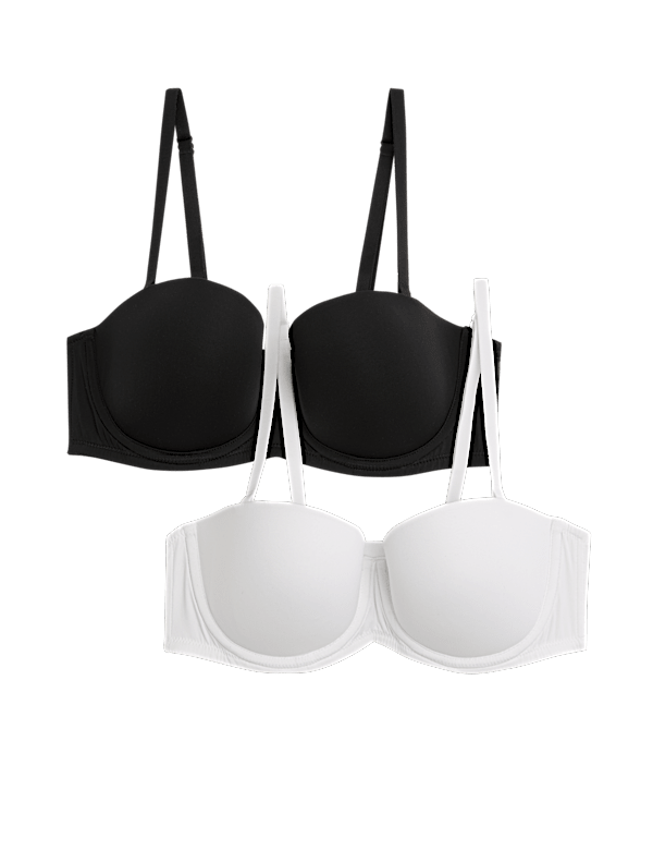 2 Pack Wired Strapless Bras (A-E)