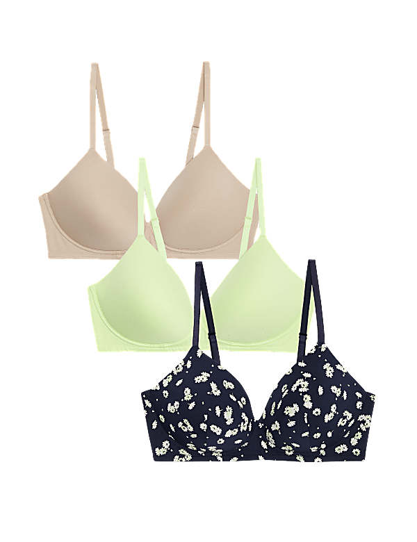 3pk Cotton Non Wired Full Cup T-Shirt Bra A-E