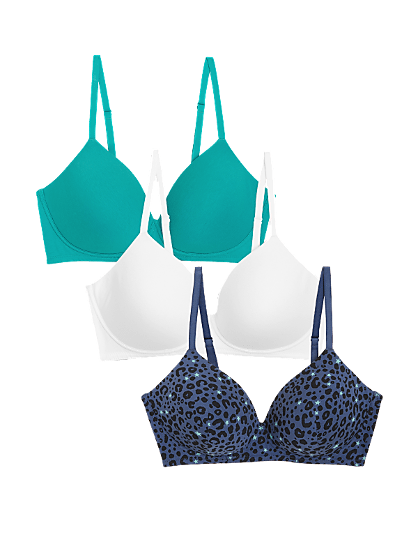 3pk Cotton Non Wired Full Cup T-Shirt Bra A-E
