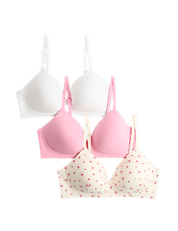 3pk Cotton Non Wired Full Cup T-Shirt Bra A-E