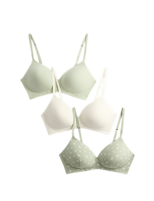 3pk Cotton Non Wired Full Cup T-Shirt Bra A-E