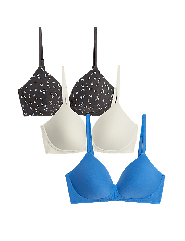3pk Cotton Non Wired Full Cup T-Shirt Bra A-E