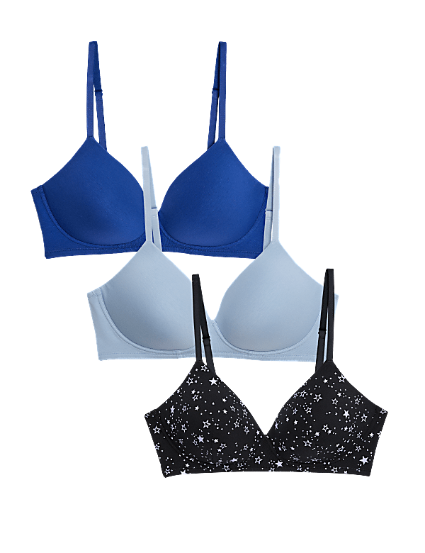 3pk Cotton Rich Non Wired T-Shirt Bras (A-E)